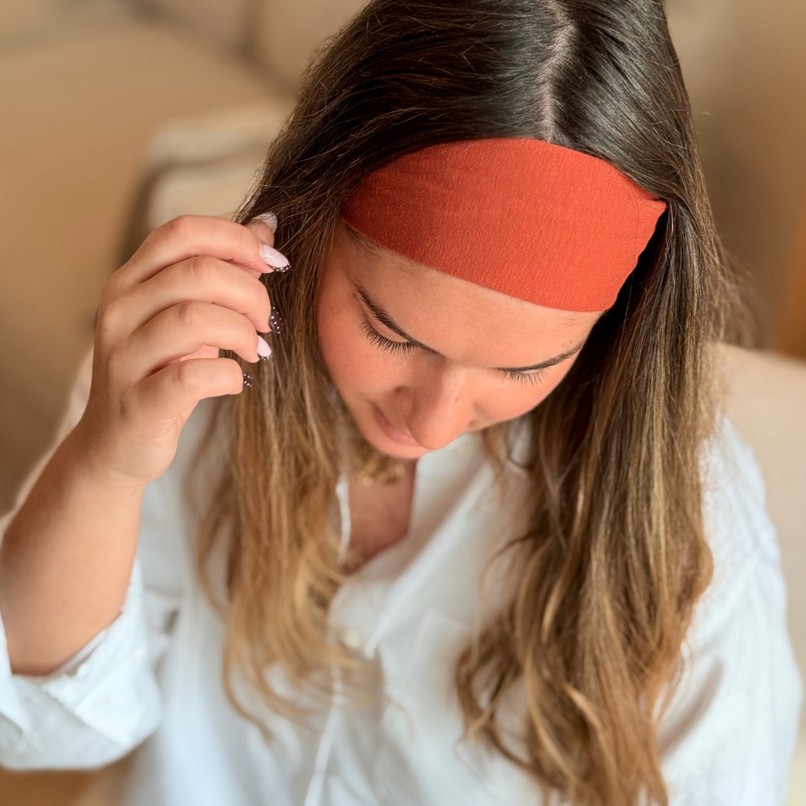 Bandeau Cheveux Uni Brique